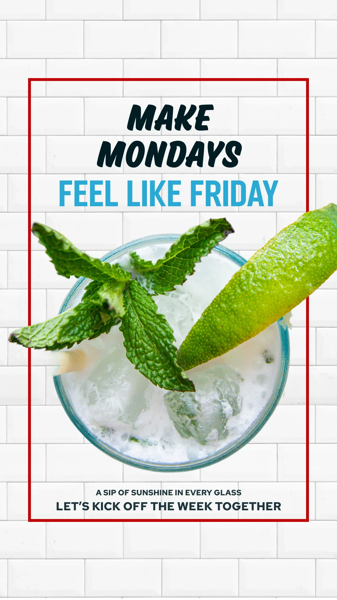 Branded story creative for a Monday cocktail promotion, Rreal Tacos, restaurant social media management by Resto Experience