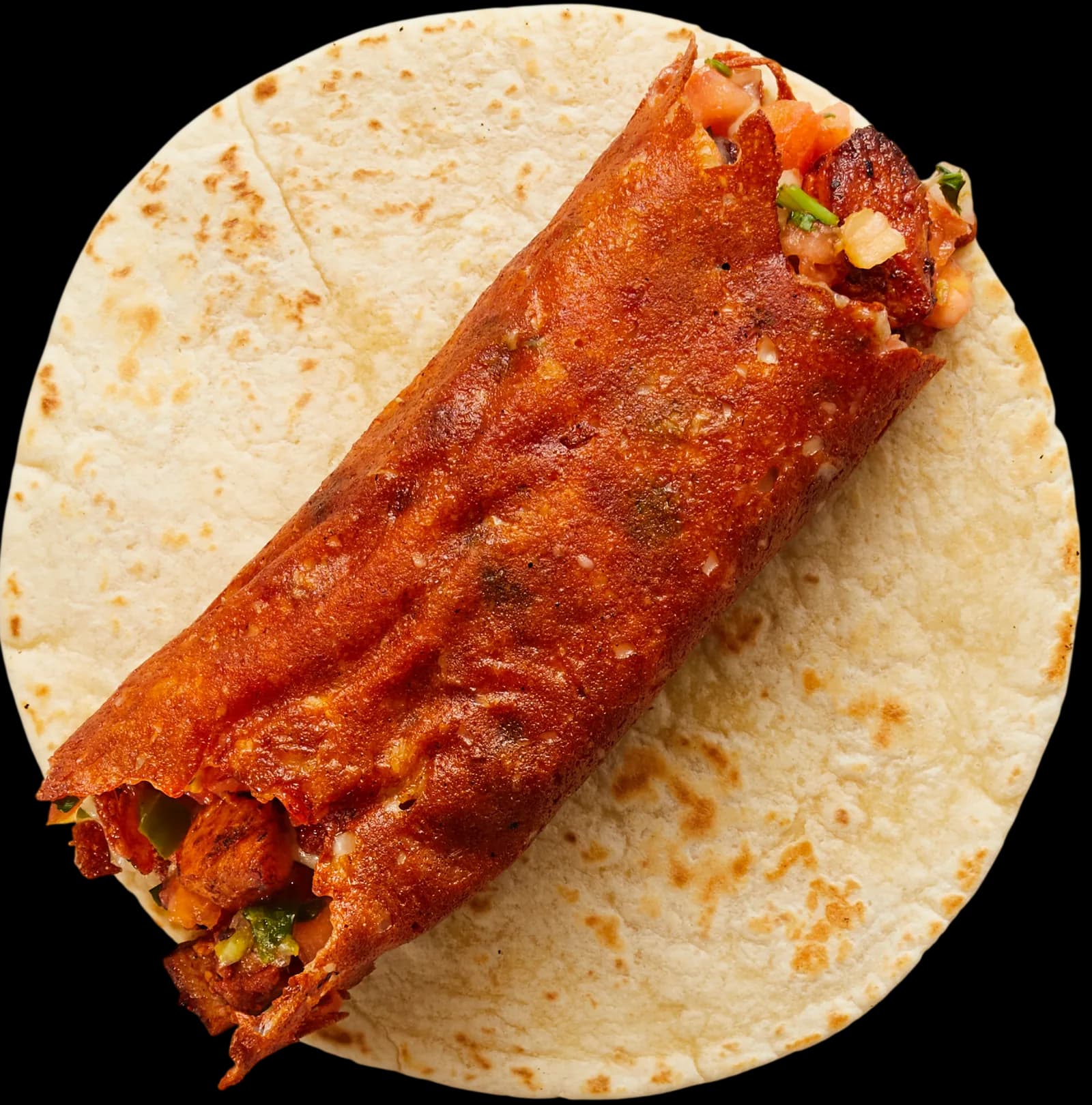 Costra taco photographed for the menu, Rreal Tacos, restaurant graphic design by Resto Experience