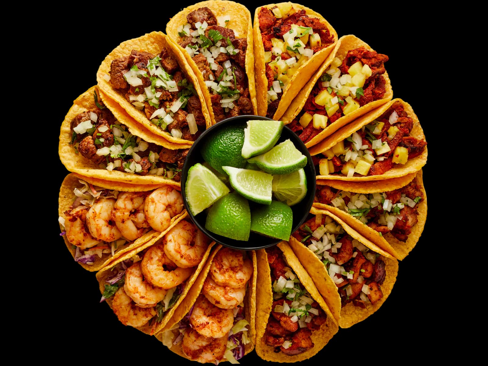 Taco platter photographed for the menu, Rreal Tacos, restaurant graphic design by Resto Experience