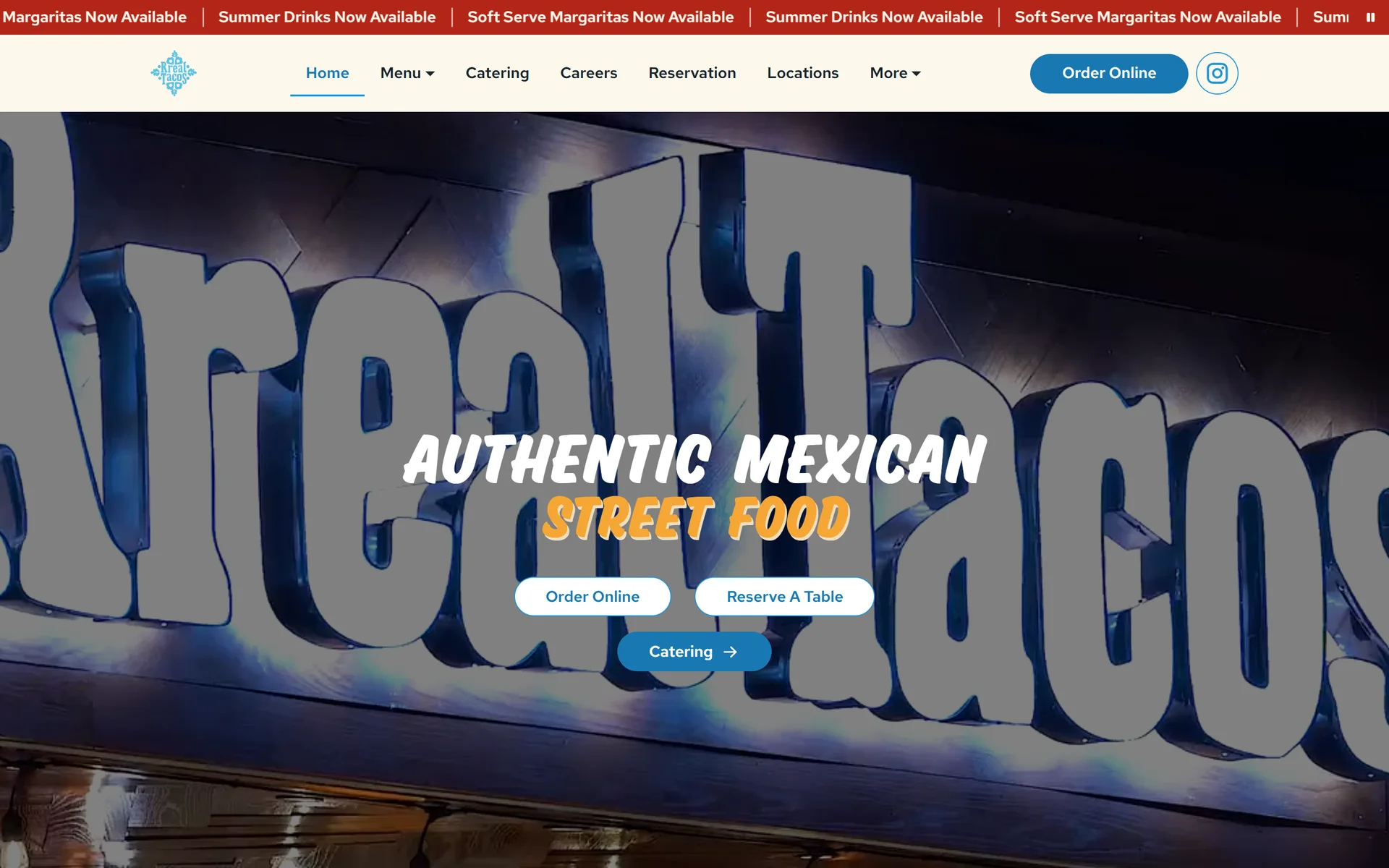 Rreal Tacos website today, restaurant website design by Resto Experience