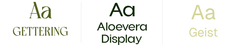 The three Suwanee Social typefaces: Gettering, Aloevera Display and Geist