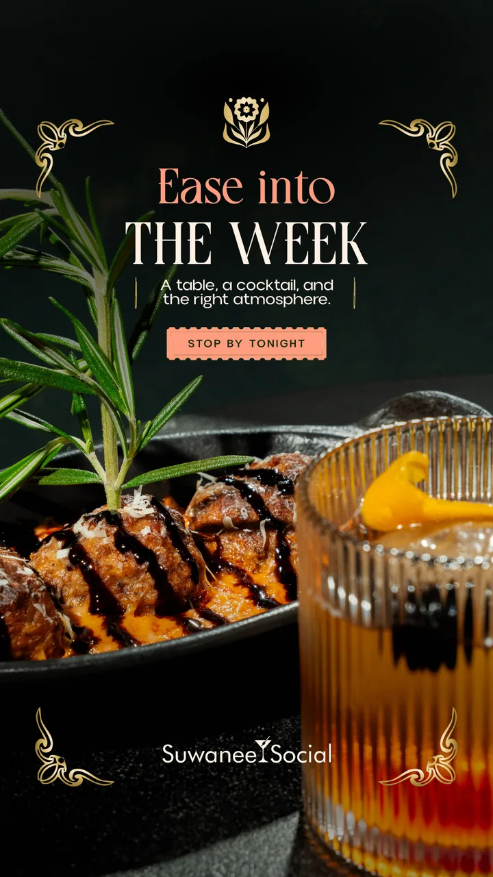 Ease into the week story: a table, a cocktail and the right atmosphere