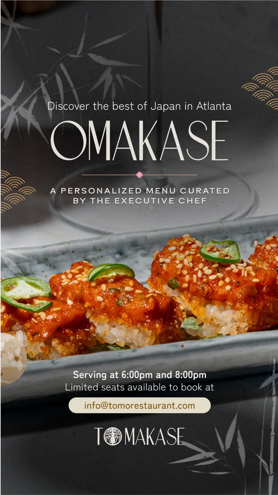 Omakase flyer with the executive chef's curated menu