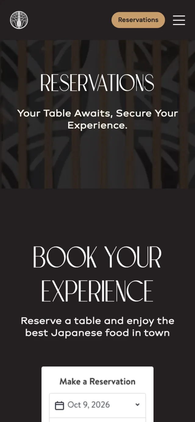 Reservations page of tomorestaurant.com on a phone