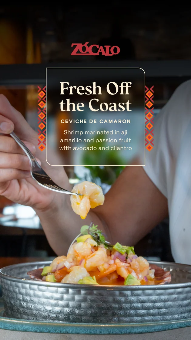 Zócalo Instagram story: Fresh Off the Coast ceviche. Restaurant content creation by Resto Experience
