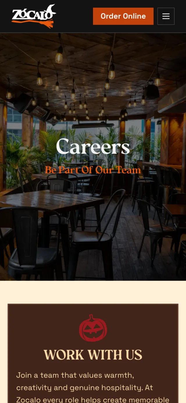 Careers page of eatzocalo.com on a phone