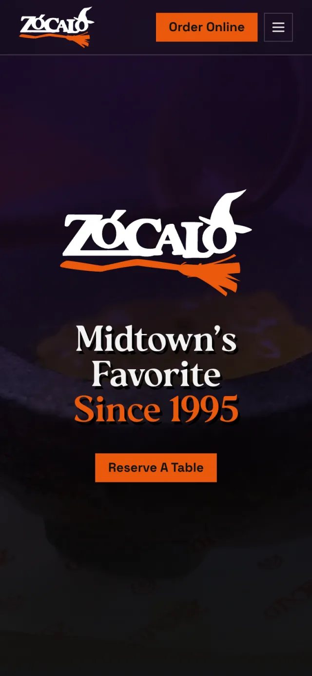 Home page of eatzocalo.com on a phone