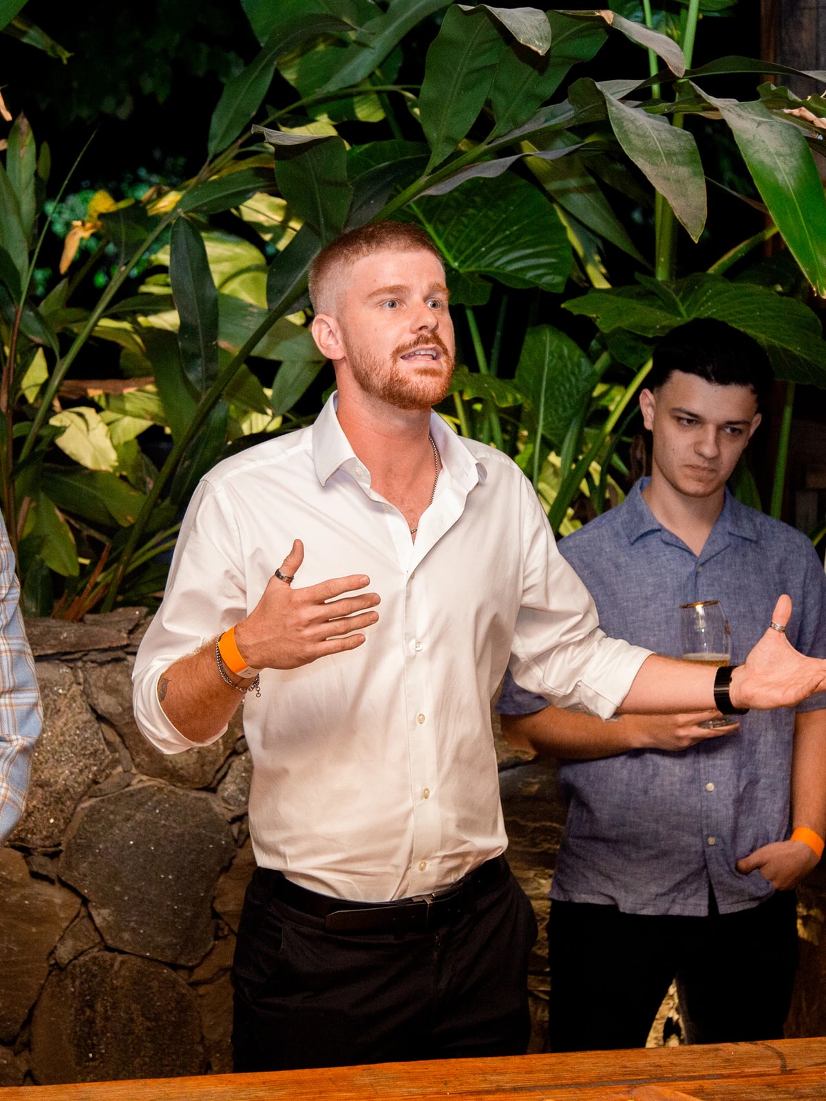 Speaking at a restaurant dinner