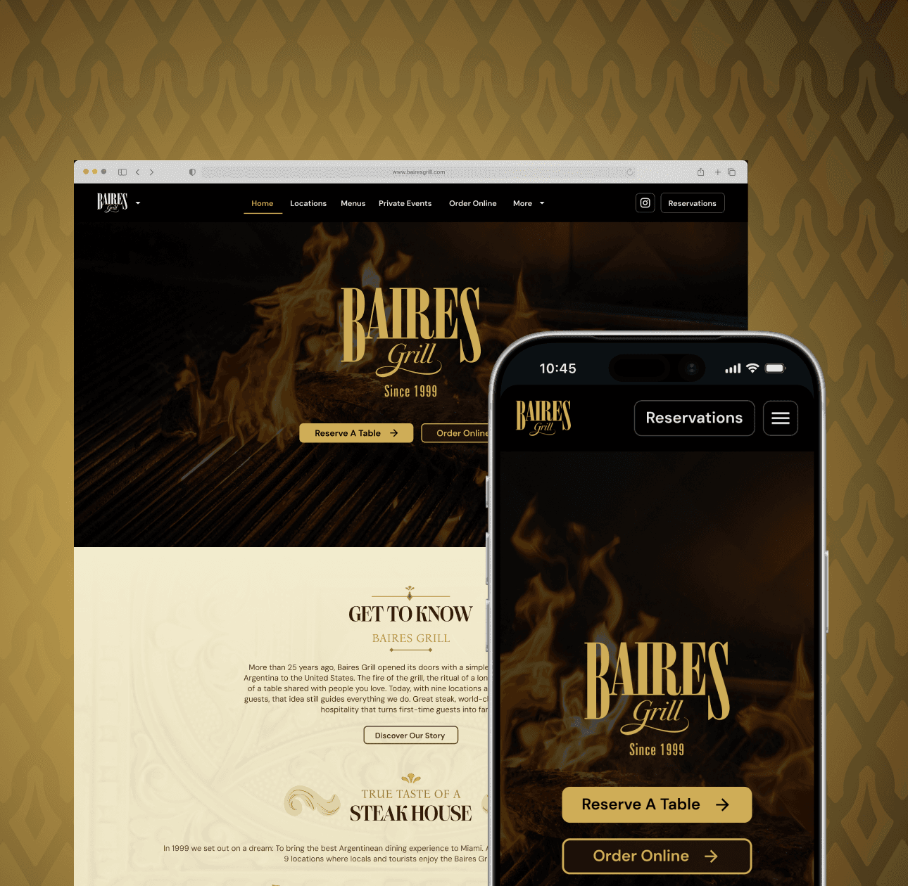 Baires Grill website mobile