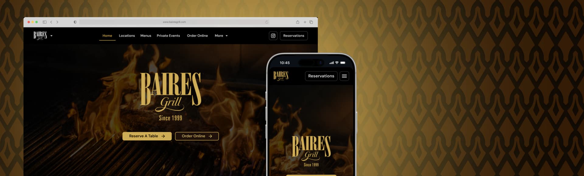 Baires Grill website
